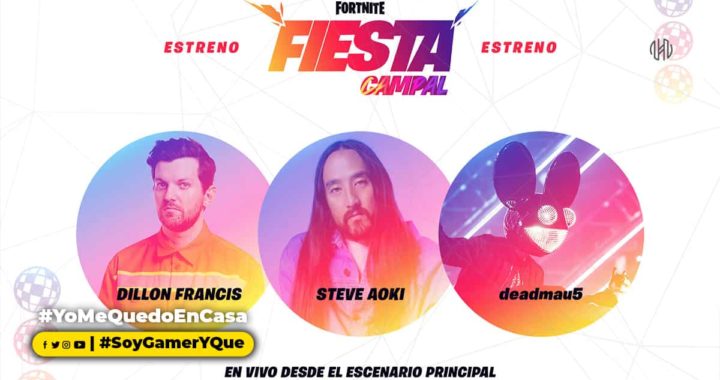 Fortnite tendrá presente a Dillon Francis, Steve Aoki y deadmau5 en su Fiesta Campal